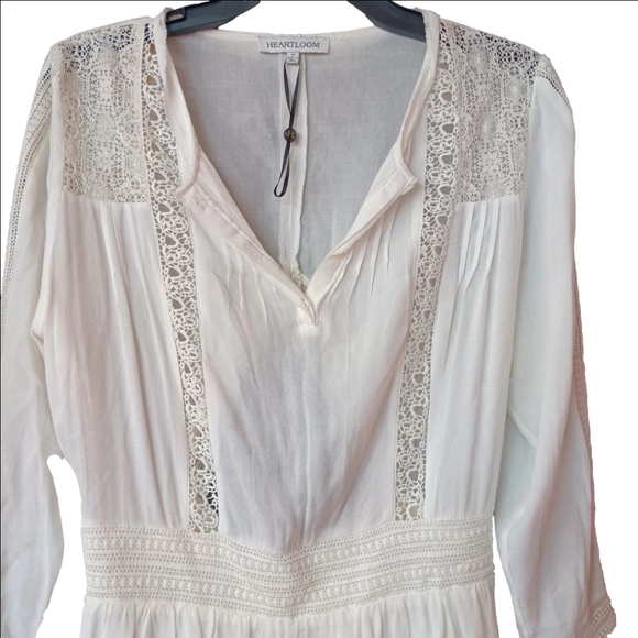 NWOT Heartloom Revolve White Soma Dress Peasant Cottagecore Prairie Romantic - Picture 4 of 13